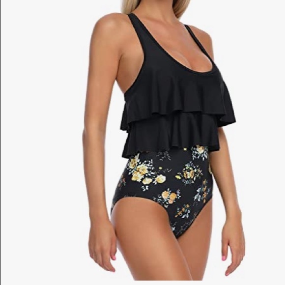 NWT🍀RELLECIGA Women’s High Waist Ruffled Flounce One Piece Swimwear - Picture 8 of 15